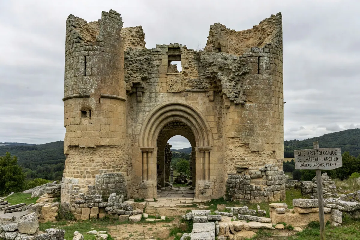 Vestiges de la forteresse médiévale de Château-Larcher, appareillage roman
