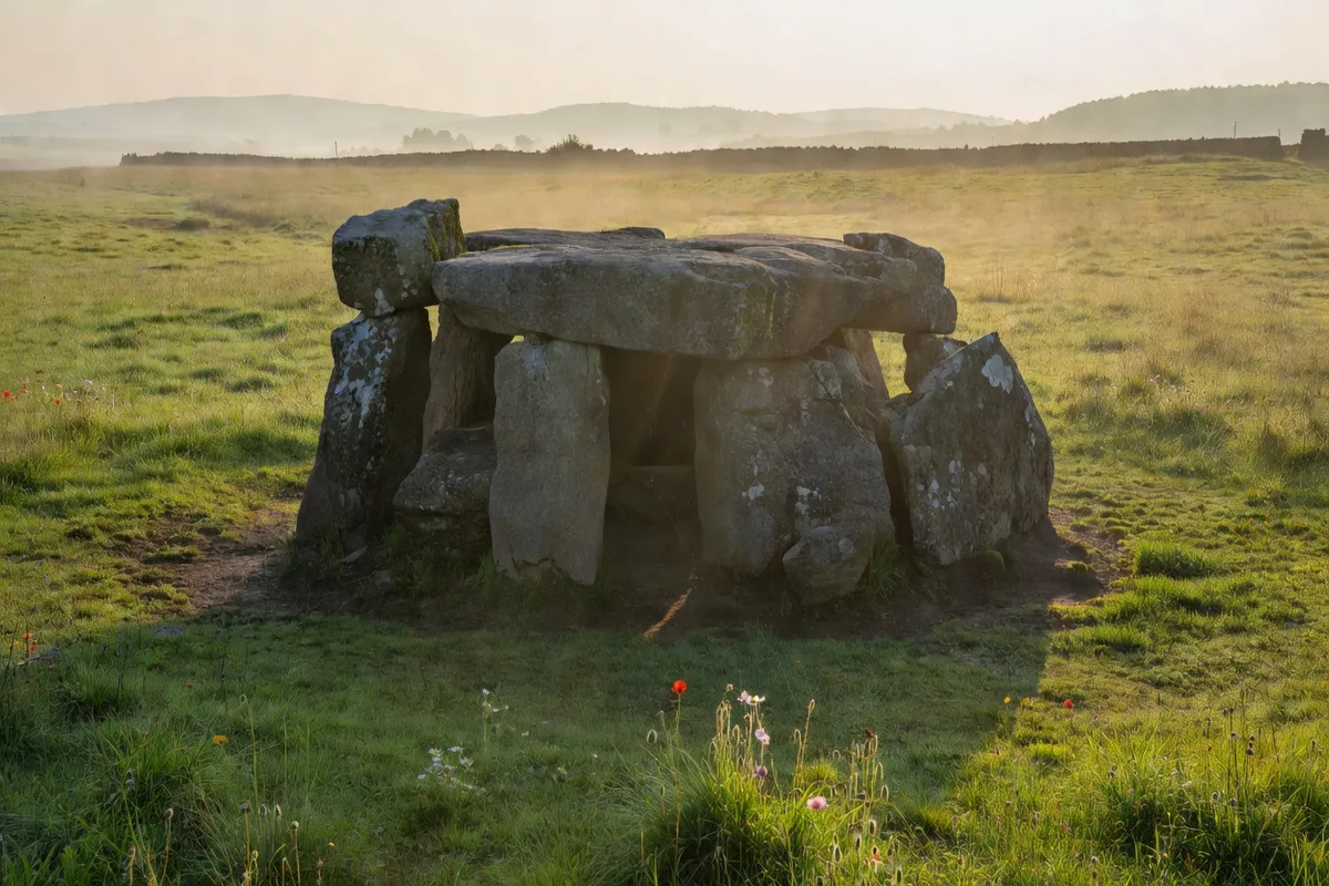 Dolmens d'Arlait à Château-Larcher, mégalithes néolithiques dans un champ vert