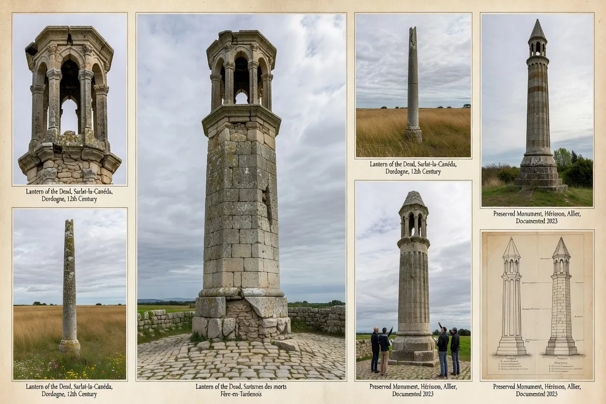Inventaire des lanternes des morts françaises, monuments funéraires médiévaux
