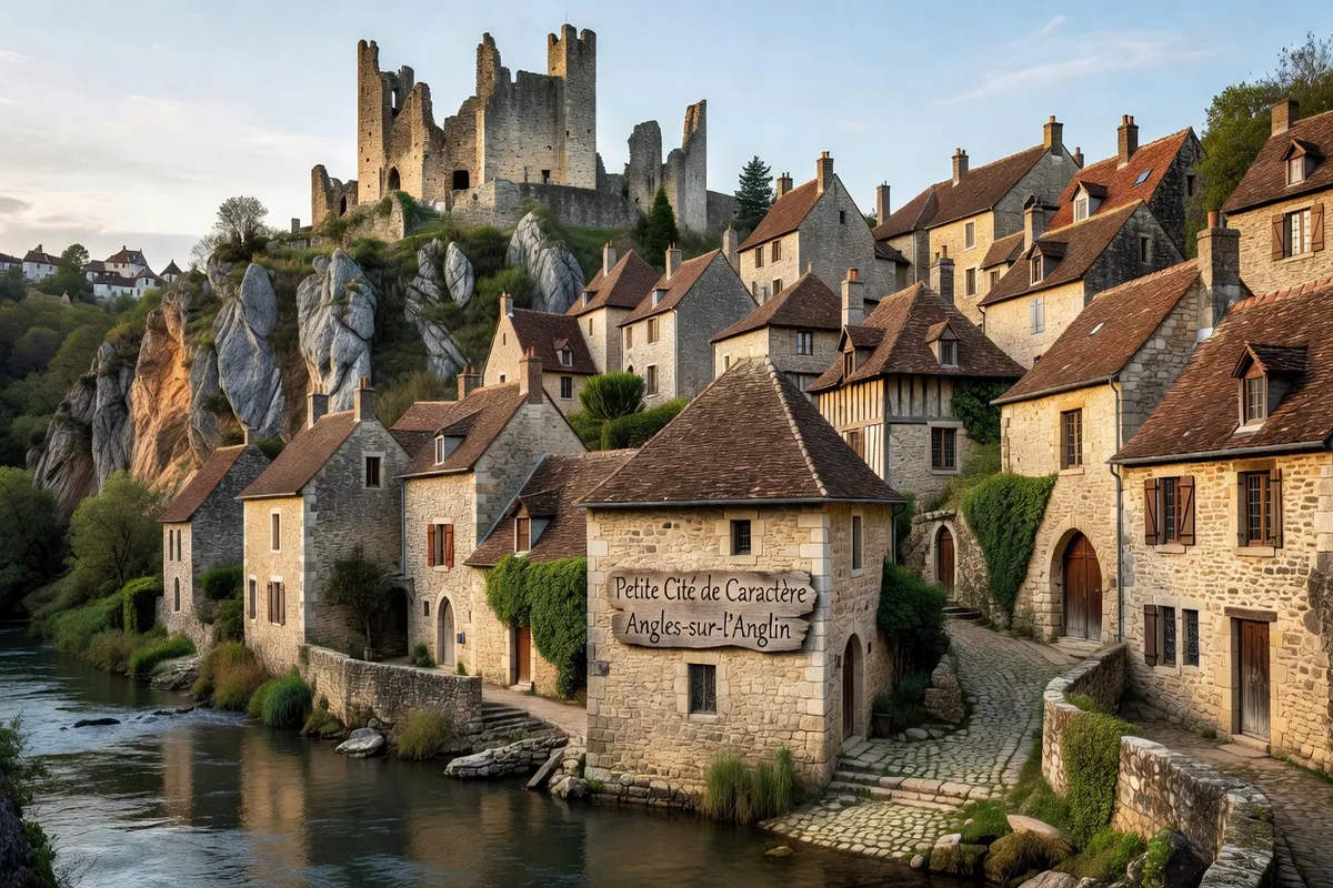 Angles-sur-l'Anglin, Petite Cité de Caractère du Vienne, château en ruine sur la rivière