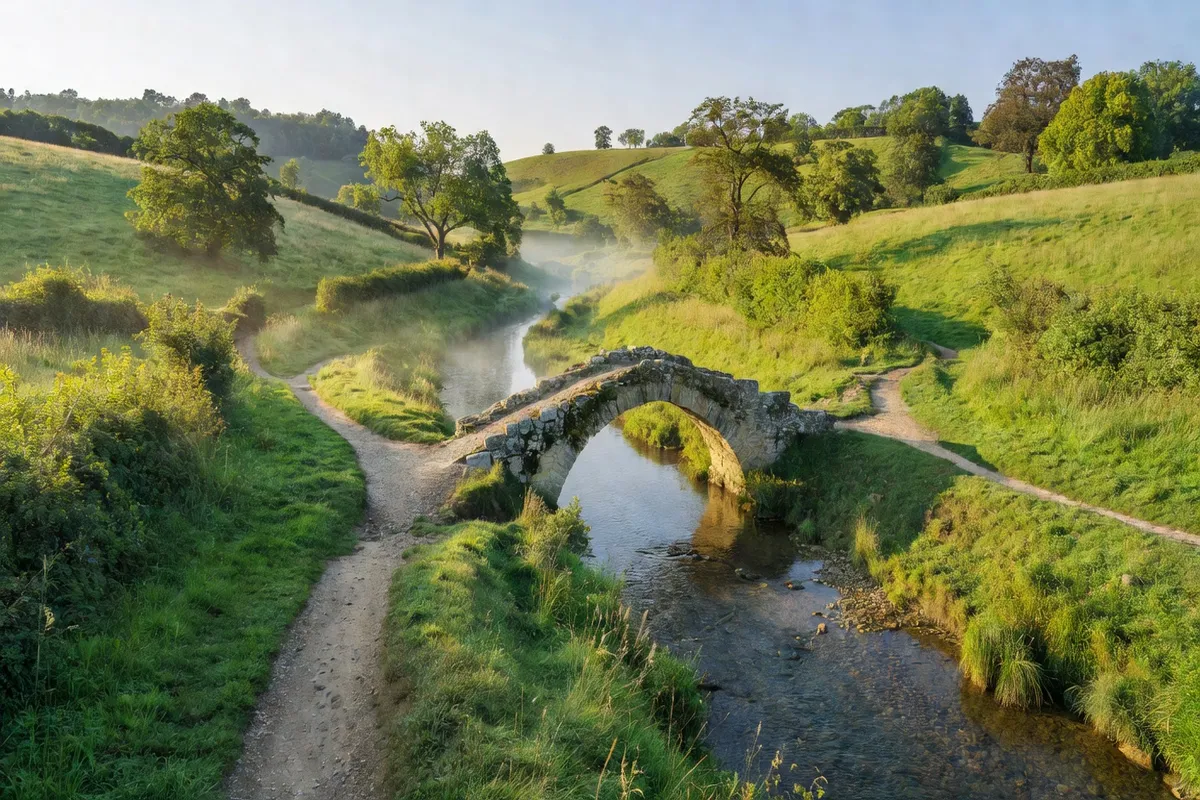 Sentier de randonnée longeant la Clouère dans la vallée verdoyante du Vienne